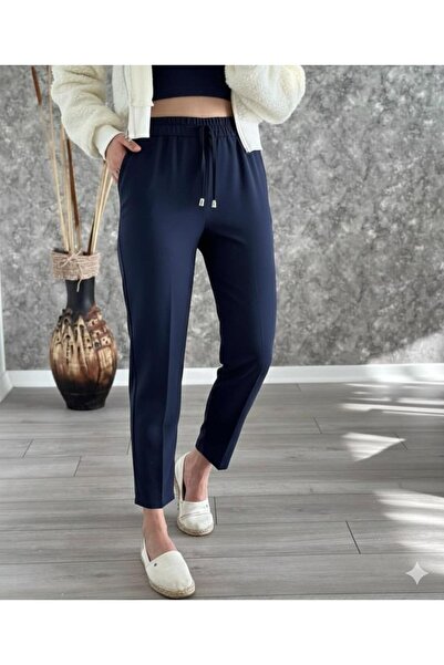 AXXAN Pantaloni de damă din țesătură dabıl cu talie elastică și buzunare