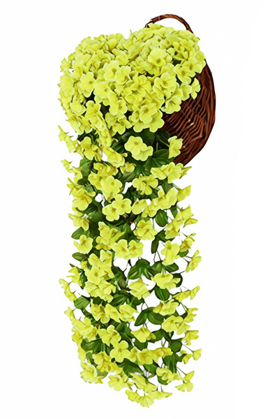 LUZAB Duvar Süsü Yapay Çiçek Sarkan Begonvil Menekşe Sarmaşık Çiçeği Sarı