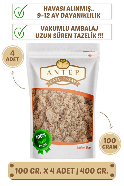 Antep Çarşı Pazar Yerli Badem Unu | 100 Gr. X 4 Adet | VAKUMLU AMBALAJ