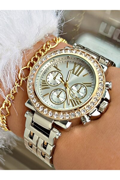 Tisaati Special Series Stone-Encrusted Eşref April Fool's Day Modal Roman Numeral Metal Cord Women's Wristwatch-Bracelet with Gift