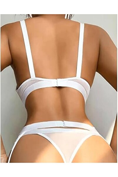 Margoun Women Lingerie Sets with Garter Belt 4 Pieces Lace Teddy Babydoll Bodysuit MG06