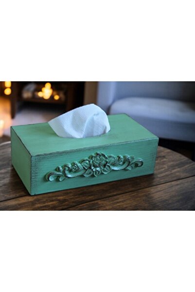 Decoratiuni Vintage Casa Retro Napkin box and carved wooden ornament, hand-pa...
