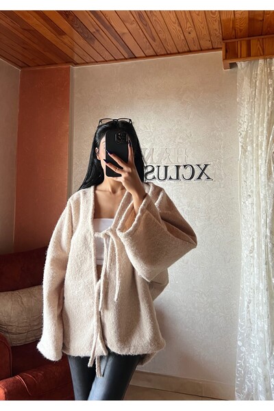 HAN EXCLUSİVE Oversize Önü Bağlamalı Kaşe Ceket