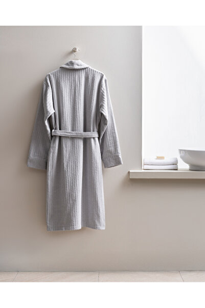 Madame Coco Derin Şalyaka 100% Cotton Men's Bathrobe - Gray
