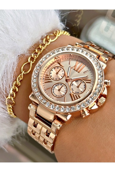 Tisaati Special Series Stone-Encrusted Eşref April Fool's Day Modal Roman Numeral Metal Cord Women's Wristwatch-Bracelet with Gift