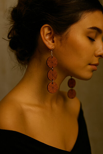 bitangosu Wooden Rhythm Motif Long Earrings – the Rhythm of Nature in Your Ear