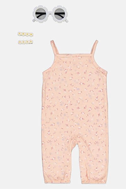 English Laundry Toddlers Girl 3 Pieces Jumpsuit, Sunglasses And Hair Clip Set, Multicolor