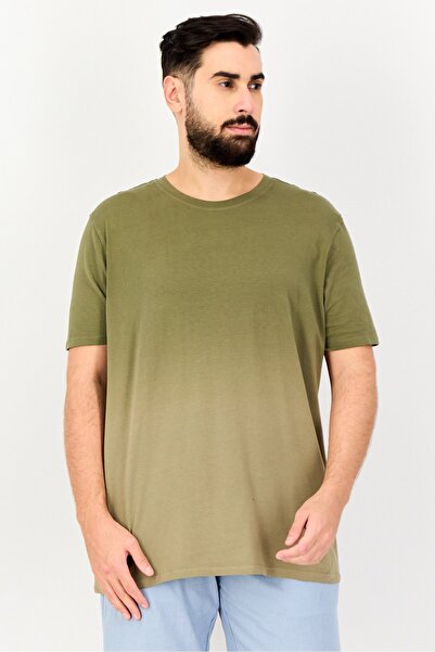 Kenneth Cole Men Crew Neck Short Sleeve Brand Logo T-Shirt, Olive