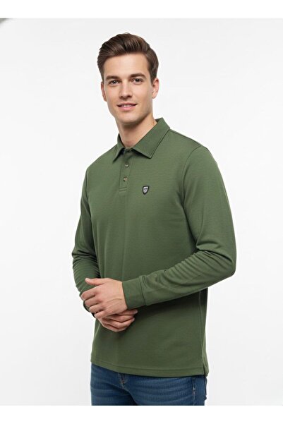 assef Erkek Polo Yaka Düz Uzun Kol Sweatshirt
