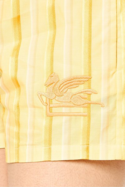 ETRO Women Embroidered Logo Basic Shorts, Yellow