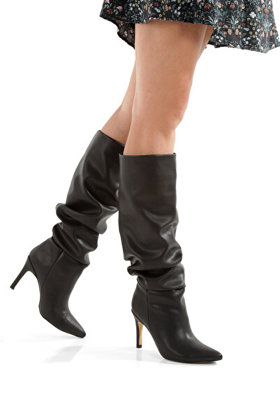 PİMORA ''ELEONORA'' Černé kožené boty se špičatým výstřihem a 9 cm tenkým podpatkem Nová sezóna