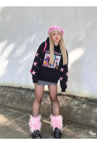 Touz Moda KPop Demon Hunters Деталі Світшот з капюшоном з принтом
