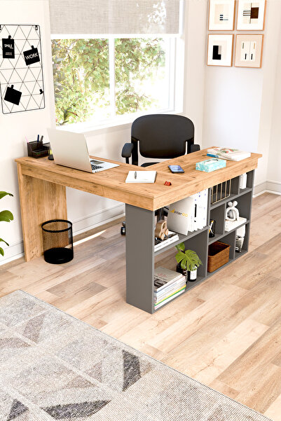 interGO Corn Köşe Çalışma Masası Raflı Bilgisayar, Ofis Masası