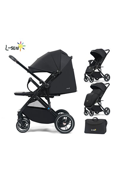 L-Sun Παιδικό αθλητικό καρότσι, πτυσσόμενο καρότσι, ρυθμιζόμενη πλάτη με θέση ύπνου, κάλυμμα και τσάντα