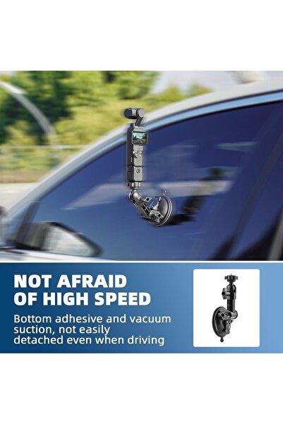 BRDRC Pocket 3 Suction Cup Mount - Dashboard/Windshield Mount with Adapter for Insta360 X3/X4/X2, Go