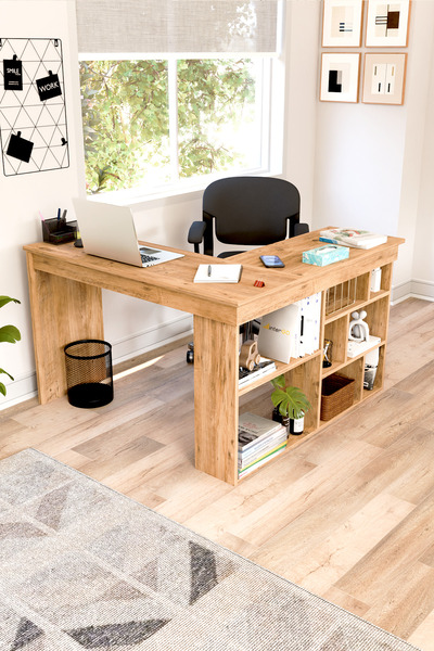 interGO Corn Köşe Çalışma Masası Raflı Bilgisayar, Ofis Masası