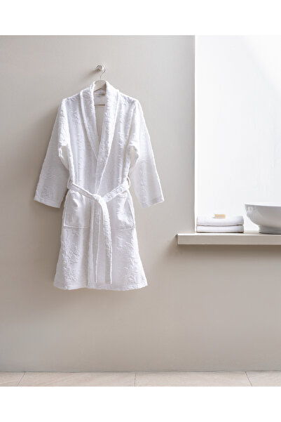 Madame Coco Bertha Şalyaka 100% Cotton Women's Bathrobe - White