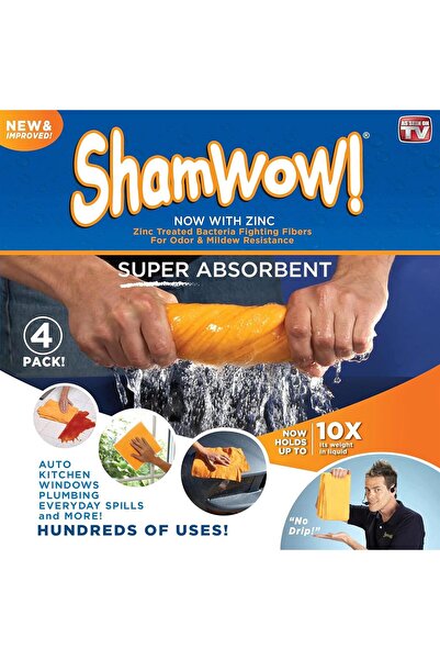 Other The Original ShamWow Super-Absorbent Multi-Purpose Cleaning Towel, Machine Washable, Orange (4-Pack)