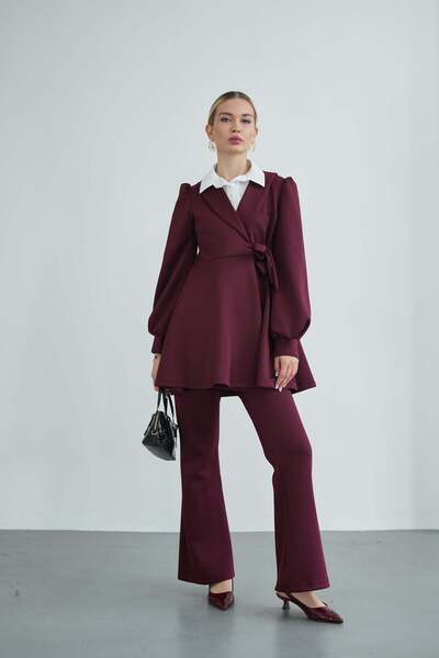 Molly Nelly Women's Side Tie Scuba Hijab Blouse Pants Set