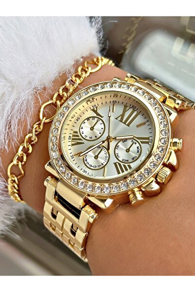 Tisaati Special Series Stone-Encrusted Eşref April Fool's Day Modal Roman Numeral Metal Cord Women's Wristwatch-Bracelet with Gift