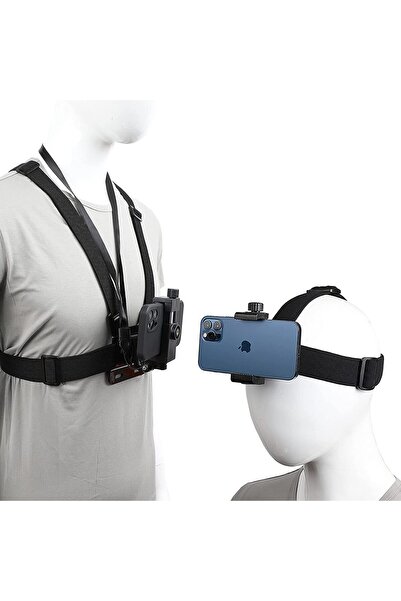 Generic PellKing Chest & Head Strap Mount Set for Mobile POV/VLOG - Universal Clip for iPhone, Samsung, GoPr