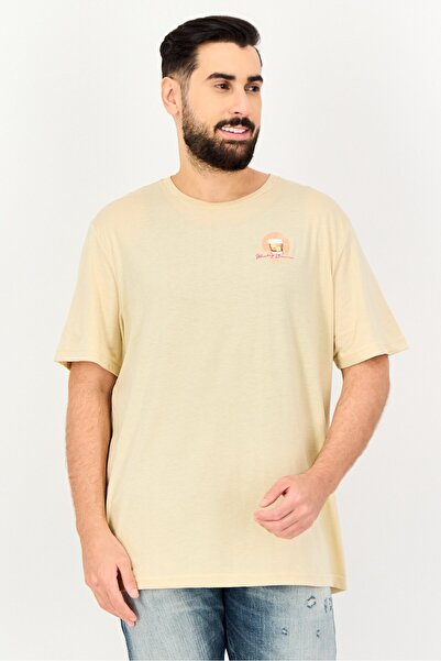 Chaps Men Crew Neck Short Sleeve Graphic Print T Shirt, Beige