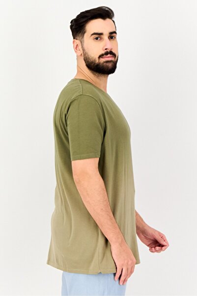 Kenneth Cole Men Crew Neck Short Sleeve Brand Logo T-Shirt, Olive