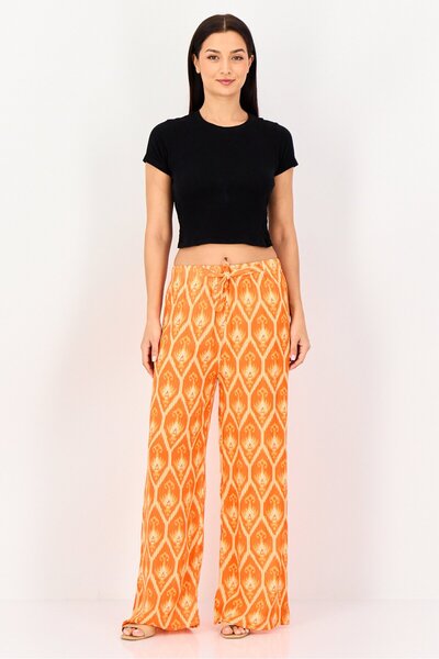 Happiness İstanbul Women Regular Fit Allover Print Wide Leg Pants, Multicolor