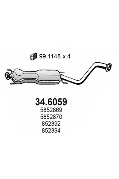ASSO Toba Esapamet Intermediara Opel Vectra B Vauxhall Vectra