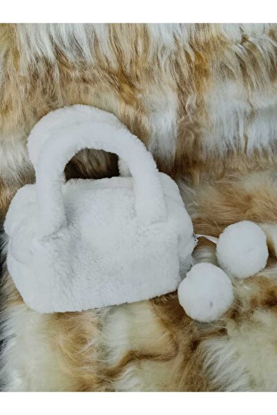 milio Голяма плюшена чантичка за грим с помпони