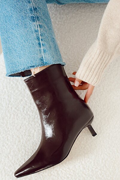 POLKA STORE Kiss Остри носове Ниски токчета Цип Дамски ботуши Ботуши Дървени токчета Суед