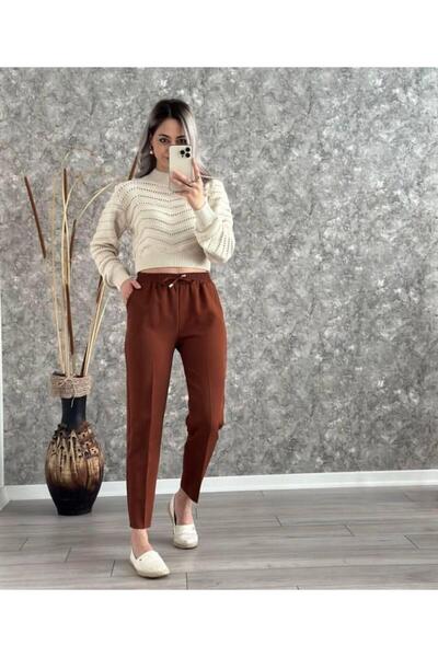 AXXAN Γυναικείο παντελόνι από ύφασμα με ελαστική μέση και τσέπες