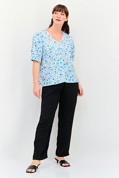 Draper James Women V Neck Short Sleeve Floral Print Top, Multicolor