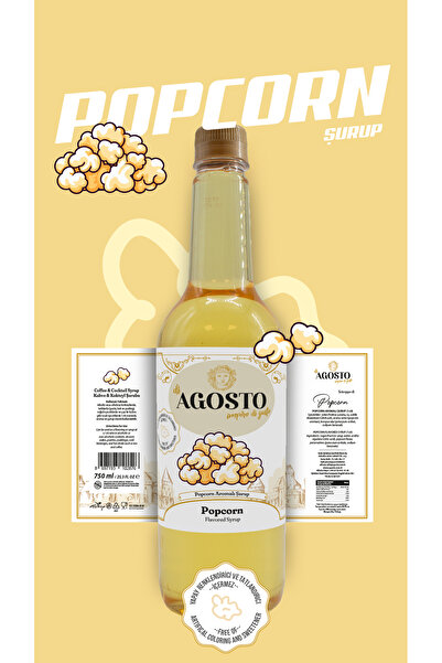 AGOSTO Patlamış Mısır (Popcorn) Şurup 750 ml-Kahve Şurubu