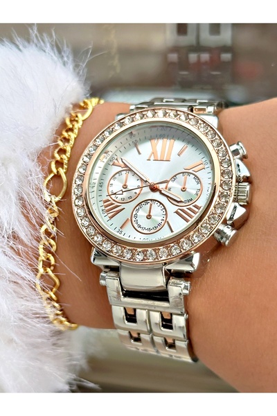 Tisaati Special Series Stone-Encrusted Eşref April Fool's Day Modal Roman Numeral Metal Cord Women's Wristwatch-Bracelet with Gift