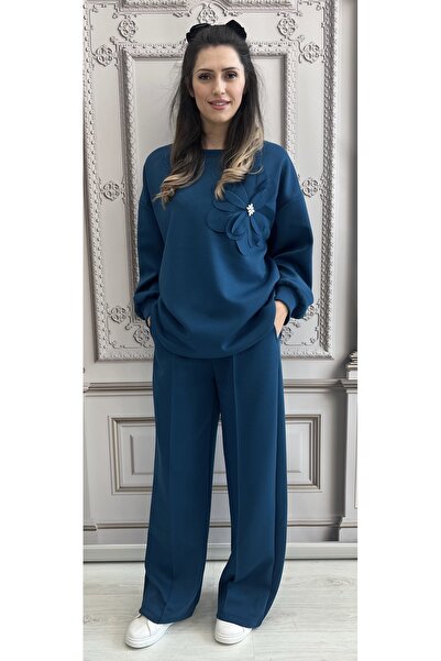 styleFlex Women's elastic viscose tracksuit with appliquéd flower