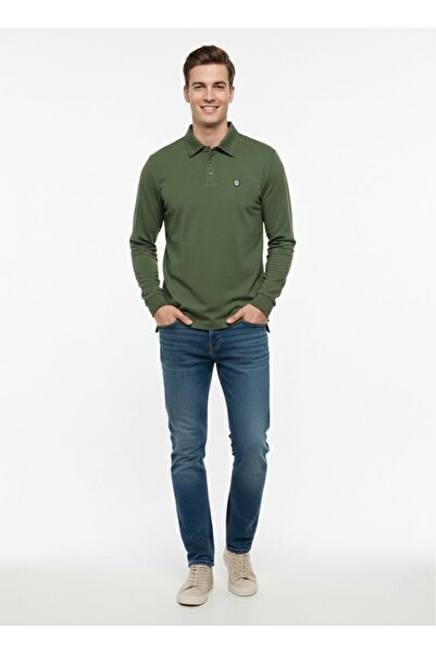 assef Erkek Polo Yaka Düz Uzun Kol Sweatshirt