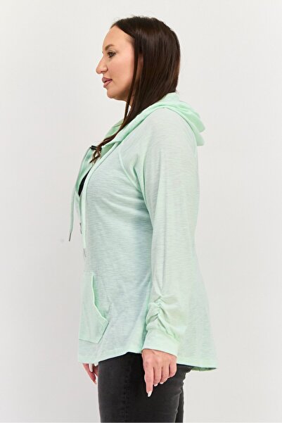 Calvin Klein Women Plus Size Hooded Textured Sweatshirt, Light Green