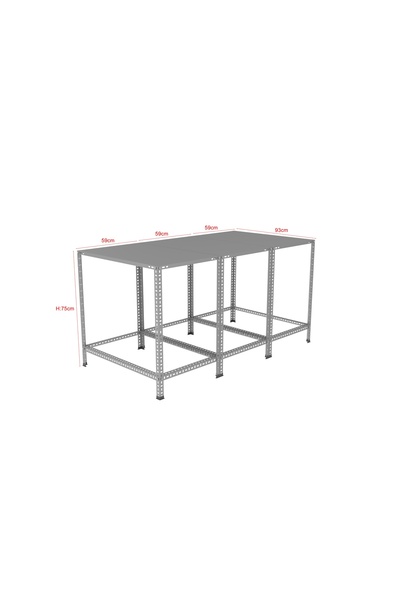 RafBurada PAKETLEME MASASI - ATÖLYE, DEPO, HOBİ ÇALIŞMA MASASI Galvaniz-118x93 cm-75 cm-1.00 mm