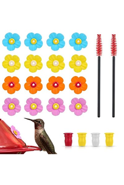 Generic 16-Piece Replacement Flower Ports for Hummingbird & Outdoor Bird Feed...