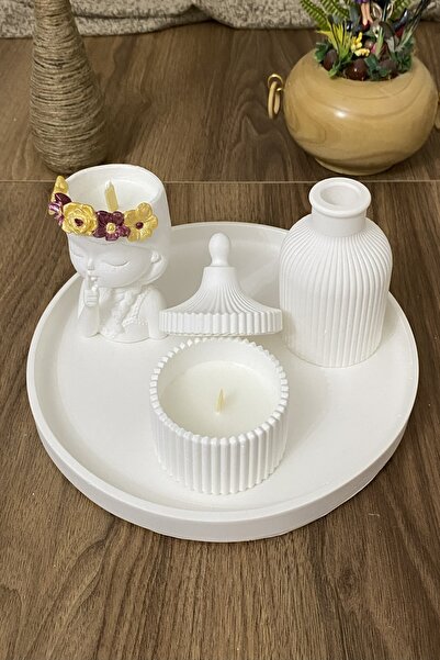 KUTAYKO Büyük tepsili vazo cicekcikız seti