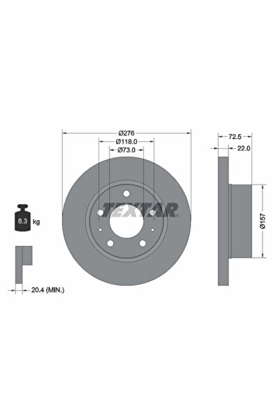 TEXTAR Спирачен диск Iveco Daily 3 Bus/Daily 3 Body/Daily 3 Platform/Way