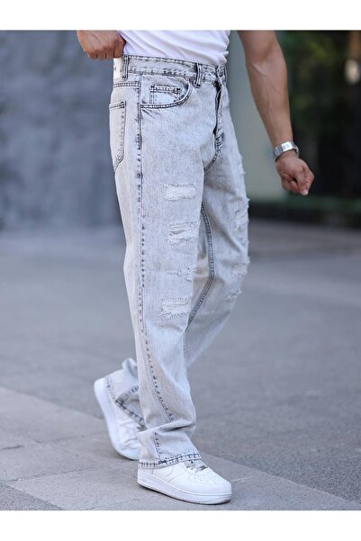 Genel Markalar Erkek Baggy Buz Mavisi Pantolon