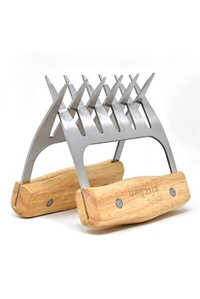 Generic Set of 2 Meat Shredder Bear Claws with Robust Wooden Handles - Stainl...