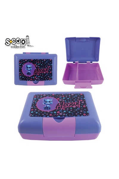 S COOL Cutie sandwich, compartimentată, MEOW, 900 ml, 17,5x13x6 cm - S-COOL
