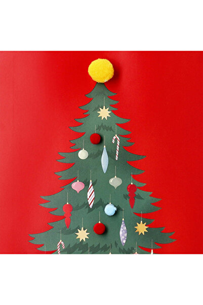 Flying Tiger Copenhagen Yılbaşı Ağacı Desenli Kırmızı Hediye Çantası