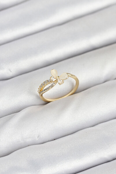 Skygo Brass Gold Color Butterfly Zircon Stone Women's Ring - Tj-Byk3854