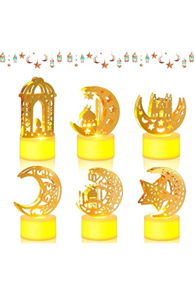 Generic Goodern 6Pcs Ramadan Mini Flameless Candles Lights,Eid Mubarak Lanter...