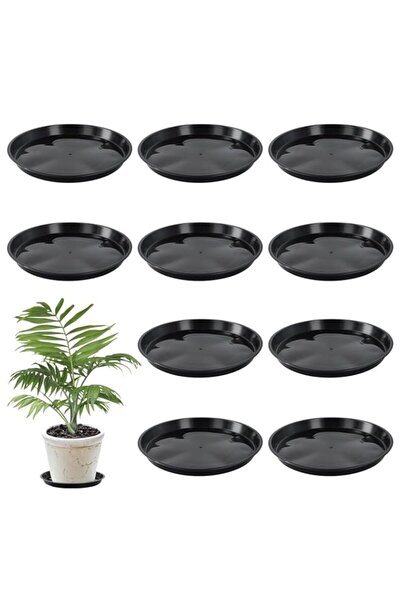 Generic 10 Pack Flower Pot Saucers with Label, Black Plastic Plant Trays for ...