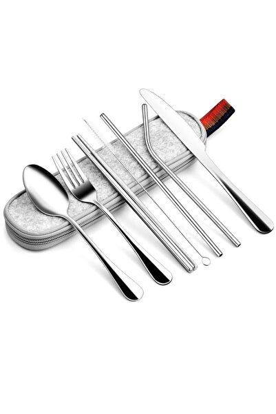 Generic 8 PCS Portable Cutlery Set, Stainless Steel Flatware for Travel, Camp...